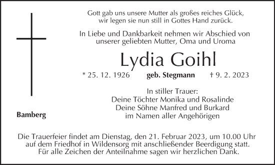 Anzeige von Lydia Goihl von MGO