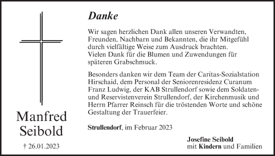 Anzeige von Manfred Seibold von MGO