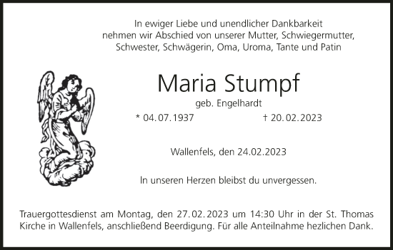 Anzeige von Maria Stumpf von MGO