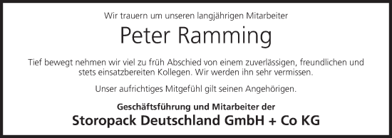 Anzeige von Peter Ramming von MGO