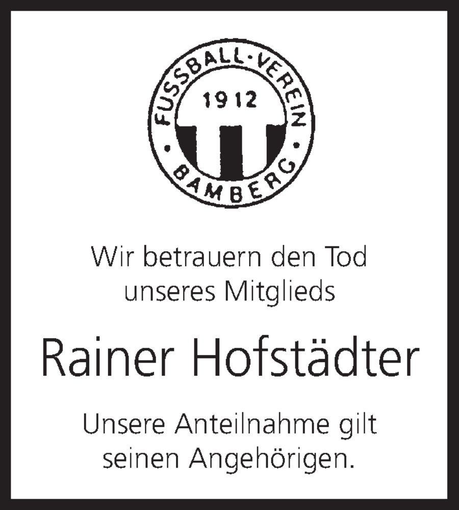  Traueranzeige für Rainer Hofstädter vom 14.02.2023 aus MGO
