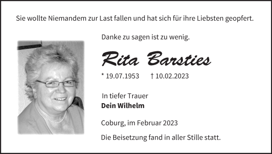 Anzeige von Rita Barsties von MGO
