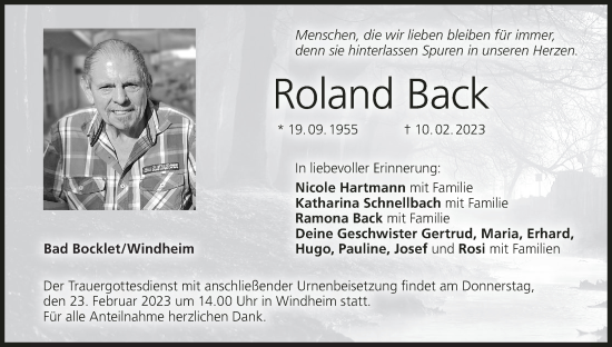 Anzeige von Roland Back von MGO