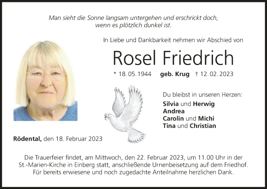 Anzeige von Rosel Friedrich von MGO