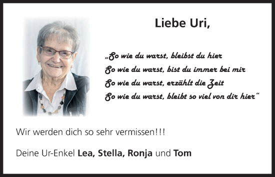 Anzeige von Ursula Schmitthammer von MGO