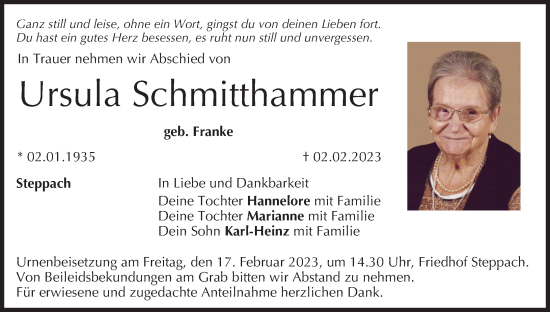 Anzeige von Ursula Schmitthammer von MGO