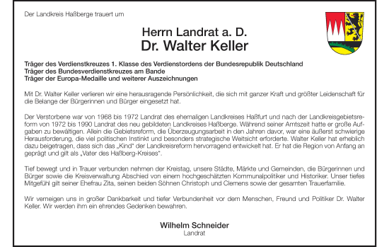 Anzeige von Walter Keller von MGO
