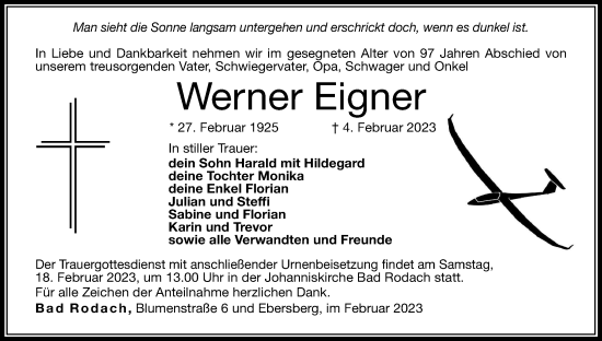 Anzeige von Werner Eigner von MGO