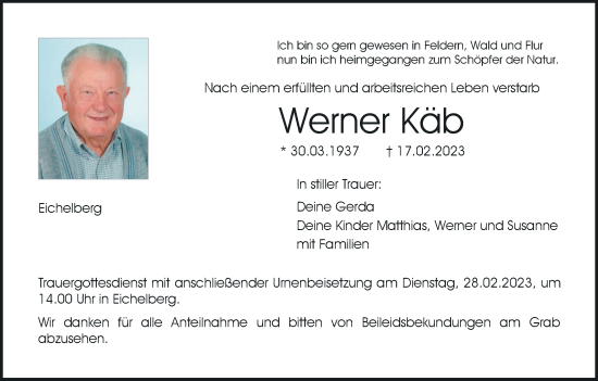 Anzeige von Werner Käb von MGO