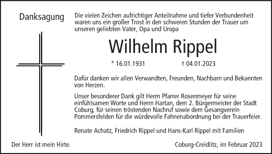 Anzeige von Wilhelm Rippel von MGO