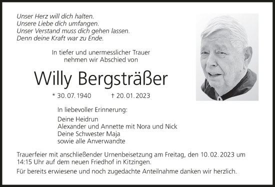 Anzeige von Willy Bergsträßer von MGO