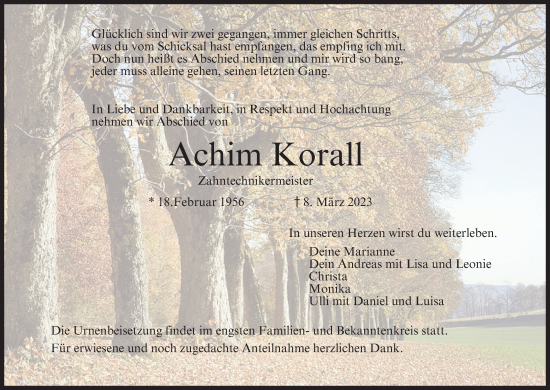 Anzeige von Achim Korall von MGO