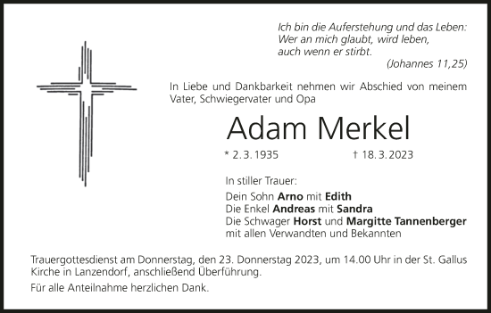 Anzeige von Adam Merkel von MGO