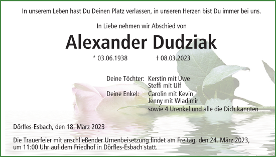 Anzeige von Alexander Dudziak von MGO