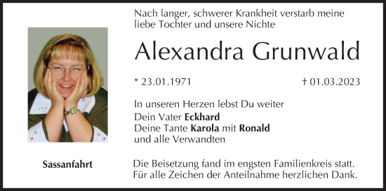 Anzeige von Alexandra Grunwald von MGO