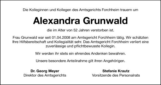 Anzeige von Alexandra Grunwald von MGO