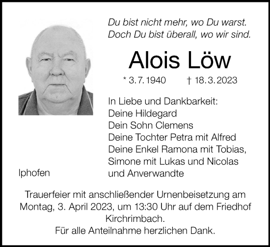 Anzeige von Alois Löw von MGO