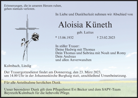 Anzeige von Aloisia Küneth von MGO