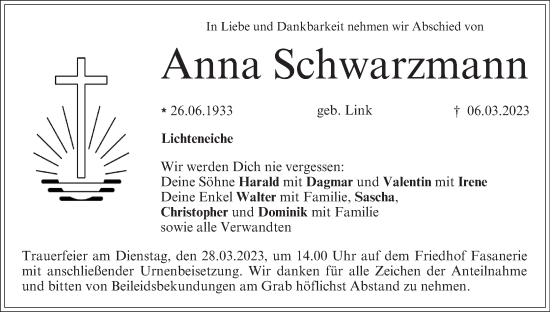 Anzeige von Anna Schwarzmann von MGO