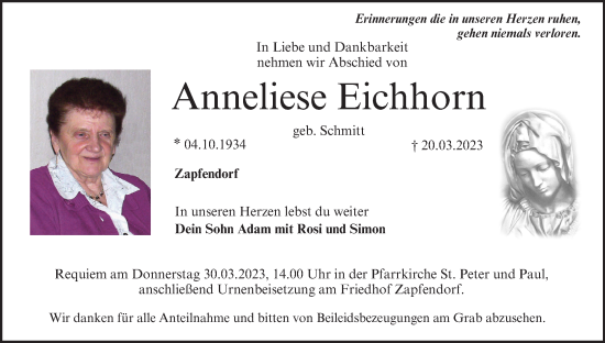 Anzeige von Anneliese Eichhorn von MGO