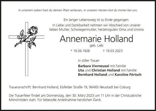 Anzeige von Annemarie Holland von MGO