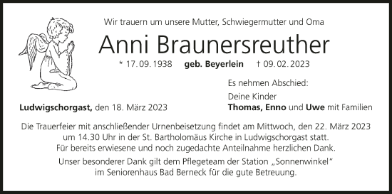 Anzeige von Anni Braunersreuther von MGO