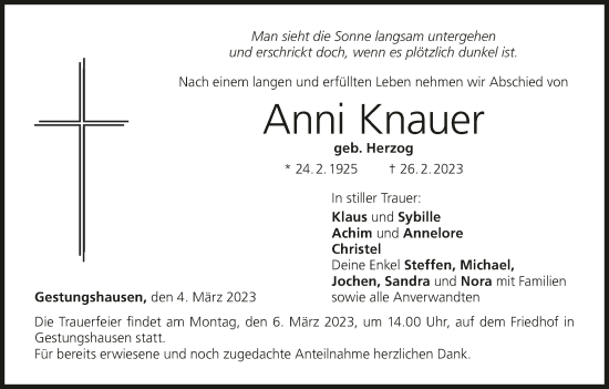 Anzeige von Anni Knauer von MGO