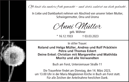 Anzeige von Anni Müller von MGO