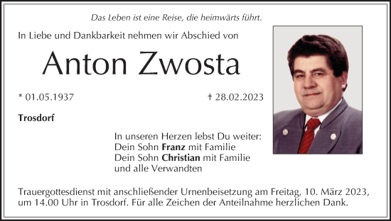Anzeige von Anton Zwosta von MGO