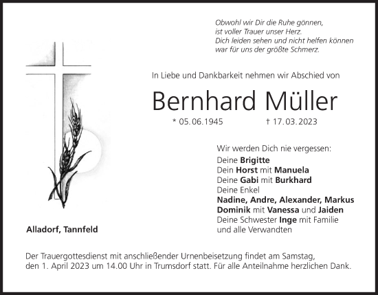 Anzeige von Bernhard Müller von MGO