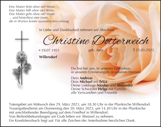 Anzeige von Christine Dotterweich von MGO