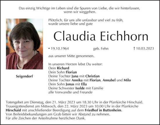 Anzeige von Claudia Eichhorn von MGO