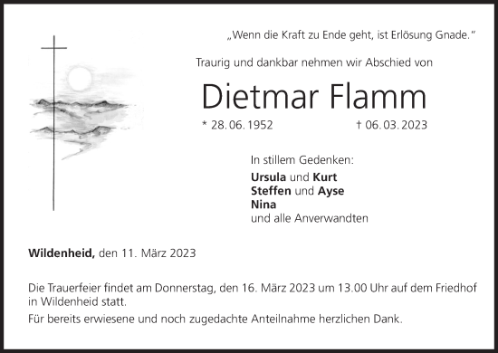 Anzeige von Dietmar Flamm von MGO