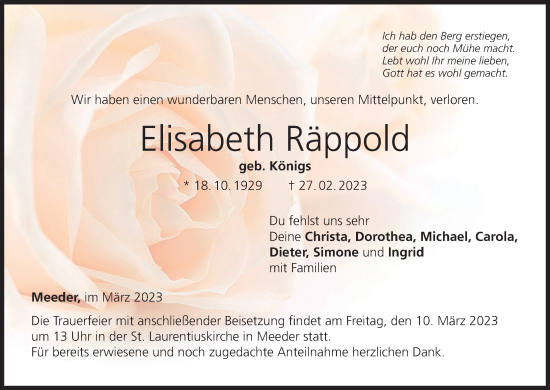 Anzeige von Elisabeth Räppold von MGO
