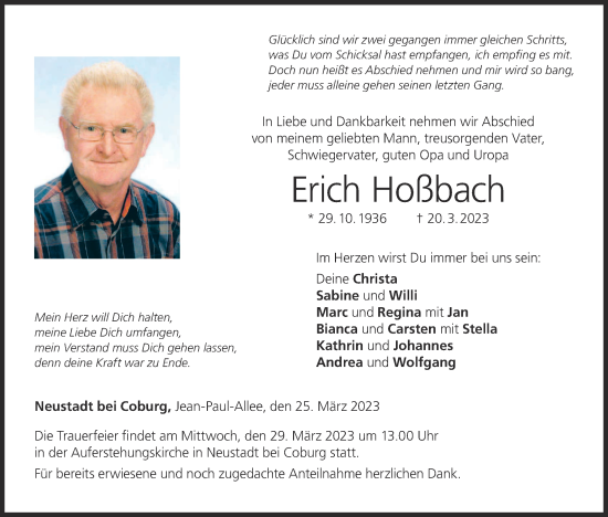 Anzeige von Erich Hoßbach von MGO