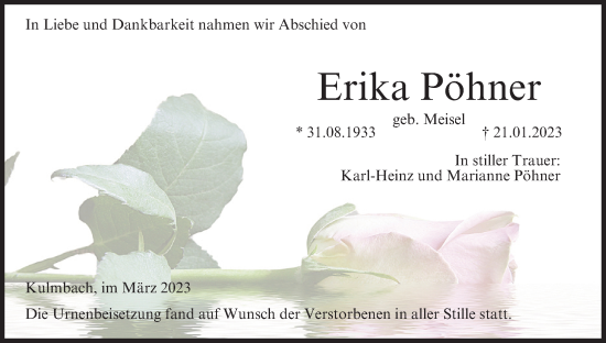 Anzeige von Erika Pöhner von MGO