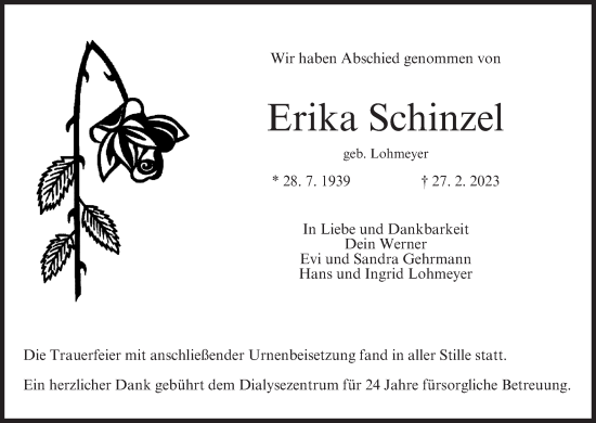 Anzeige von Erika Schinzel von MGO