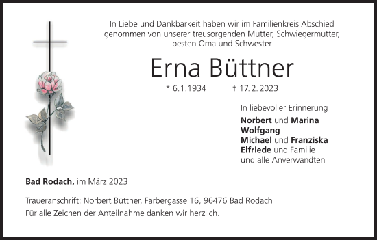 Anzeige von Erna Büttner von MGO