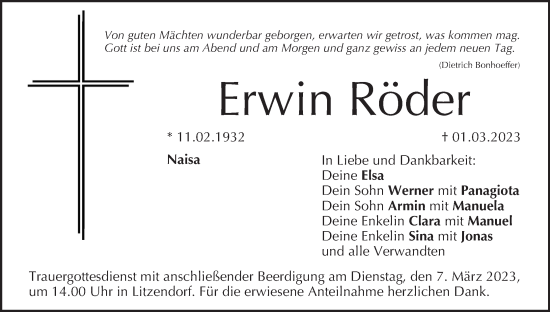 Anzeige von Erwin Röder von MGO