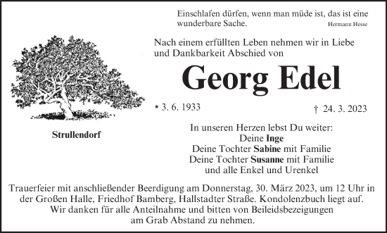 Anzeige von Georg Edel von MGO