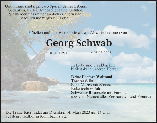 Anzeige von Georg Schwab von MGO