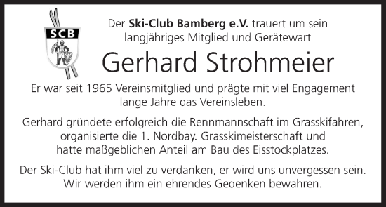 Anzeige von Gerhard Strohmeier von MGO