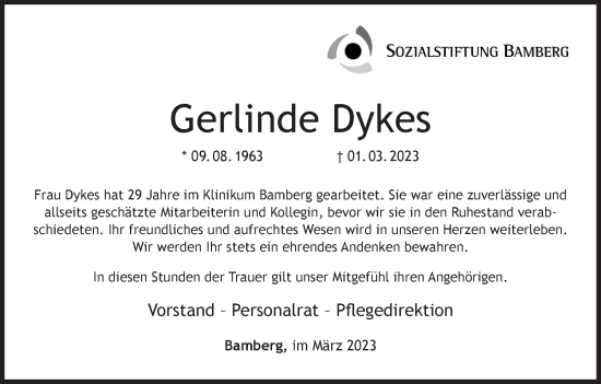 Anzeige von Gerlinde Dykes von MGO