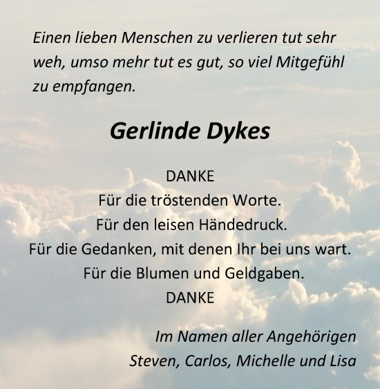 Anzeige von Gerlinde Dykes von MGO