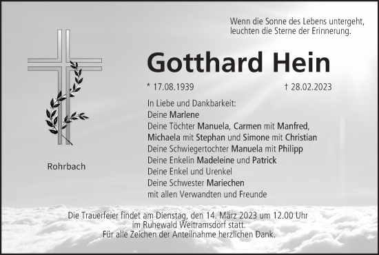 Anzeige von Gotthard Hein von MGO