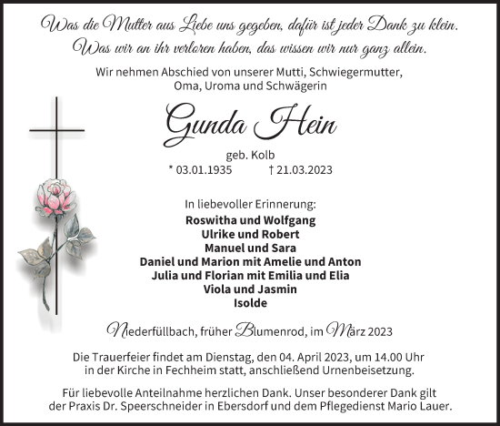 Anzeige von Gunda Hein von MGO