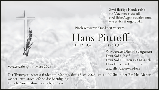 Anzeige von Hans Pittroff von MGO
