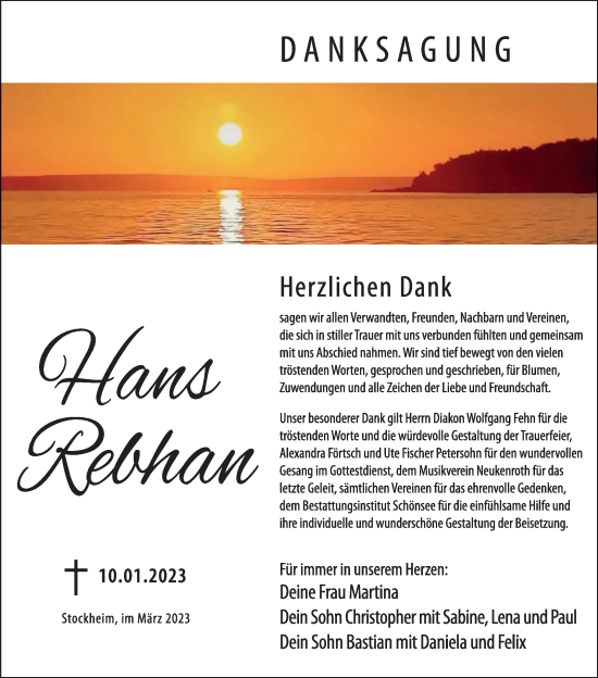 Anzeige von Hans Rebhan von MGO