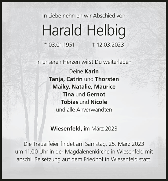 Anzeige von Harald Helbig von MGO