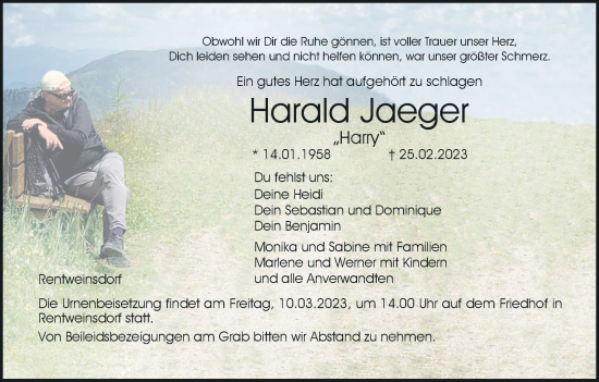 Anzeige von Harald Jaeger von MGO